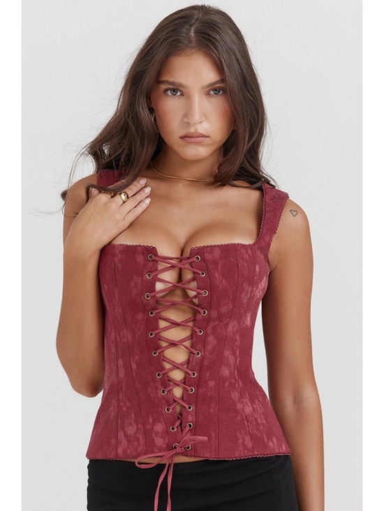 House of CB Tops - NEW House of CB Parisa Corset Top Burgundy Large
